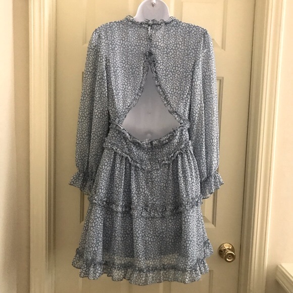 Floral Print Backless Frill Trim A-Line Dress. Size S - Picture 8 of 9